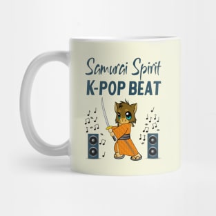 Samurai Spirit  K-pop Beat / Cat with sword and speakers w music notes Mug